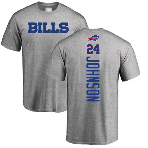 Men NFL Buffalo Bills #24 Taron Johnson Ash Backer T Shirt->nfl t-shirts->Sports Accessory